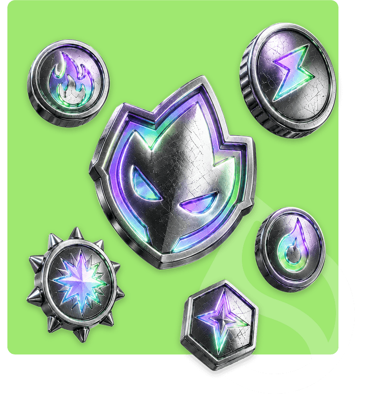 Metal Bookies Holder Recognition badges on a green background